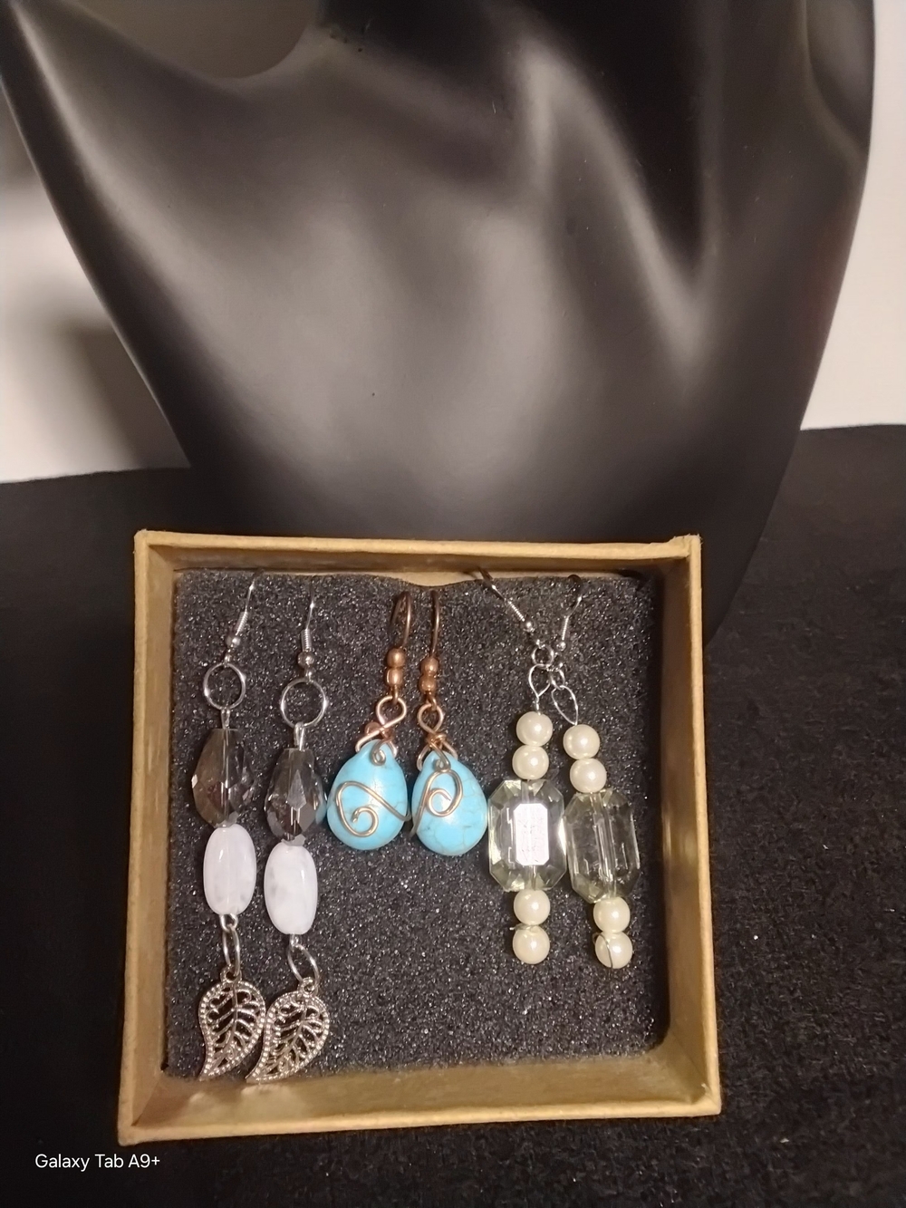 Handmade Turquoise and Pearl Drop Earrings Set - Women Jewelry